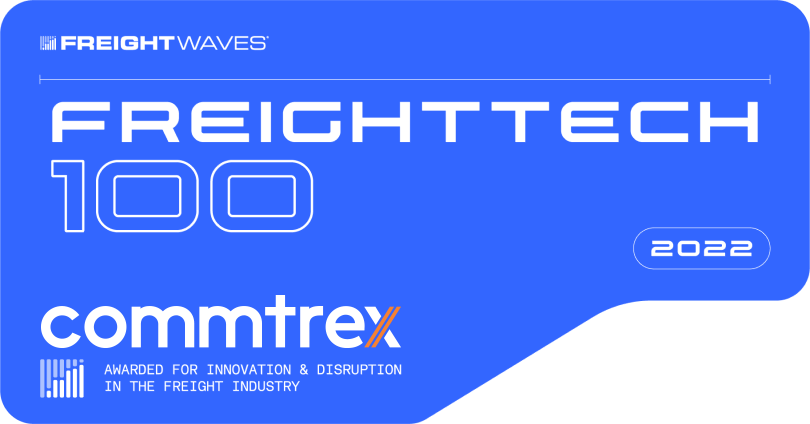 2022 FreightWaves FreightTech 100 Award with Commtrex logo