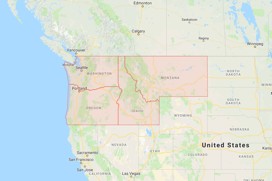 A grouping of the Unites States Northwest Region that consists of Idaho, Montana, Oregon, Washington.