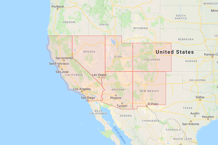 A grouping of the United States Southwest Region that consists of Arizona, California, Colorado, Nevada, New Mexico, Utah.