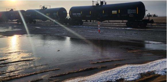 Tank cars at an EnviroTech rail terminal