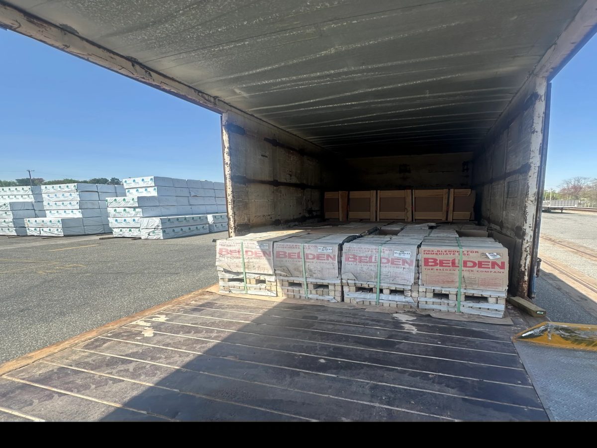 Packaged goods loaded inside a trailer